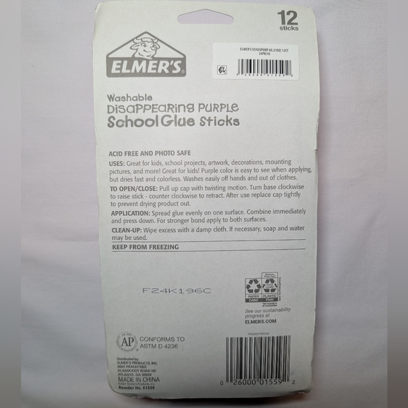 (144 Glue Sticks) Elmer's Disappearing Purple School Glue Sticks - Picture 3 of 3
